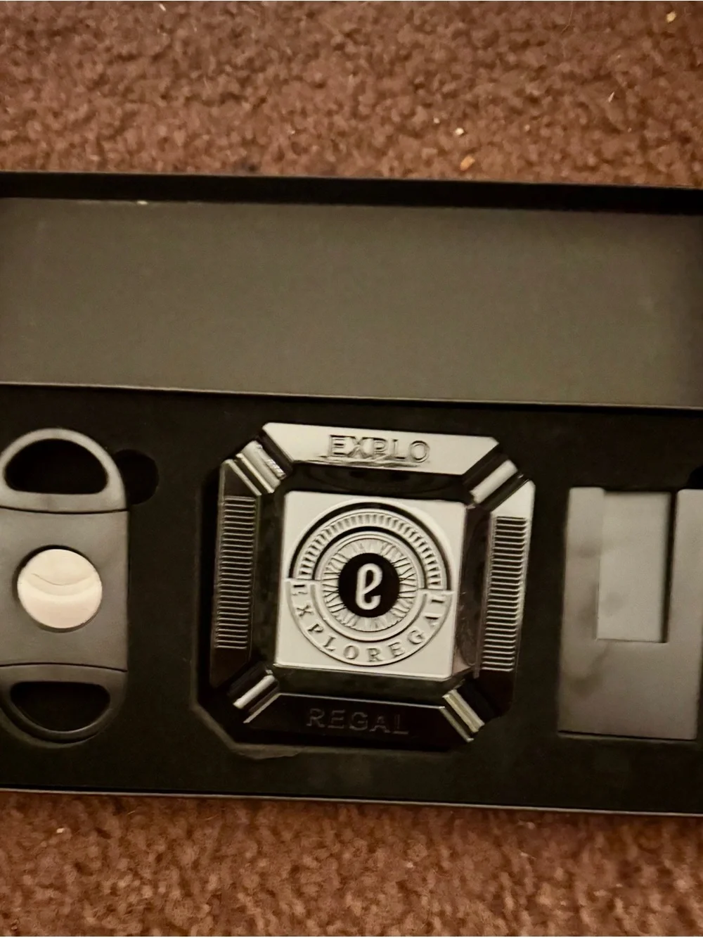 Regal Black Cigar Ashtray and Cutter Gift Set